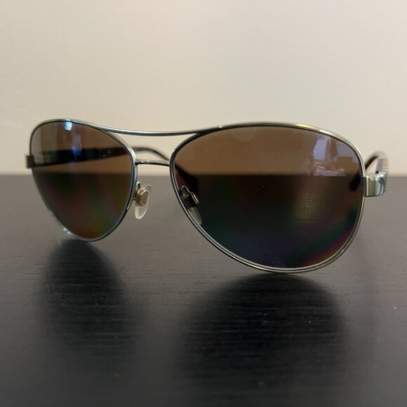 Burberry Check Polarized light gold aviator/pilot sunglasses (Style Be3080) - Picture 2 of 8